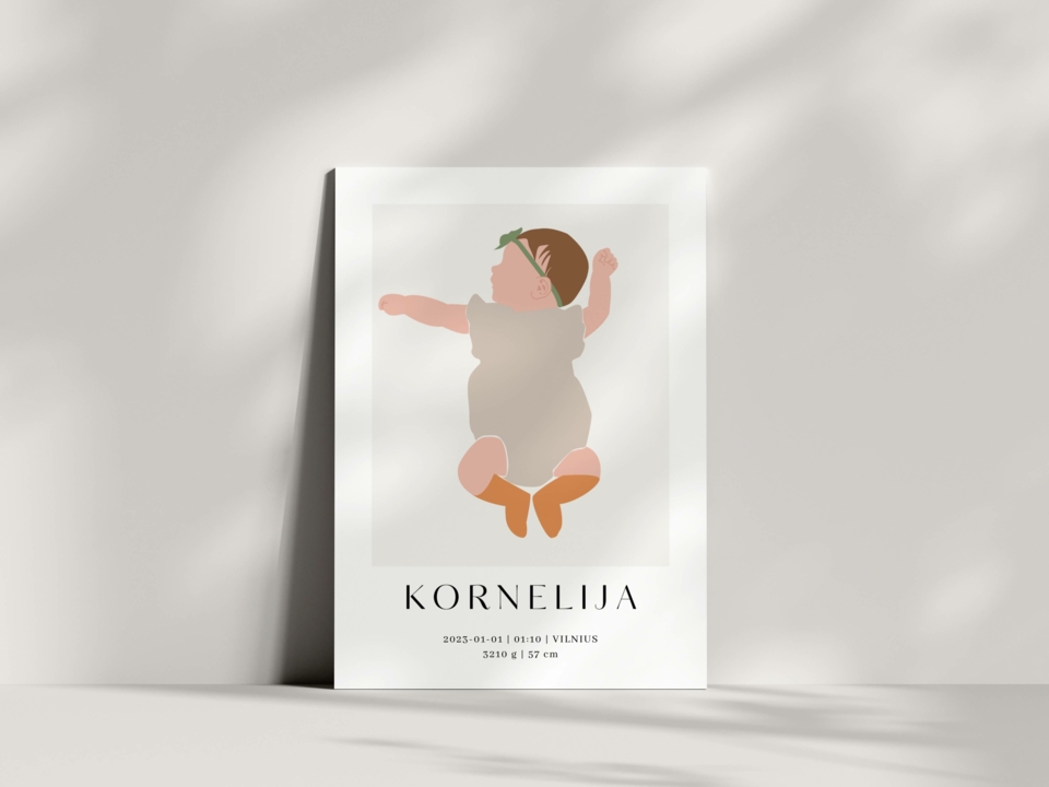 Plakatas MINIMALISTINIAI GIMIMO METRIKAI #1