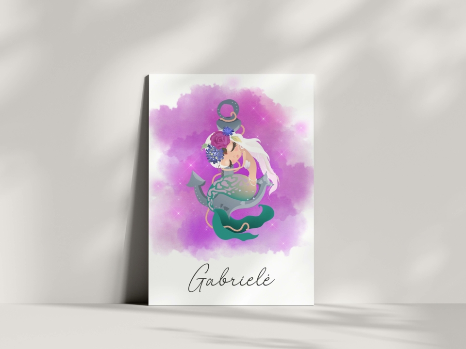 Plakatas VARDAS UNDINĖLĖ violetinis