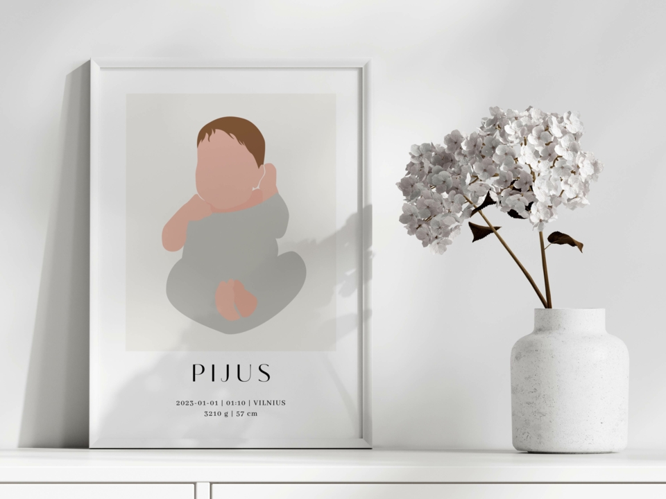 Plakatas MINIMALISTINIAI GIMIMO METRIKAI #2