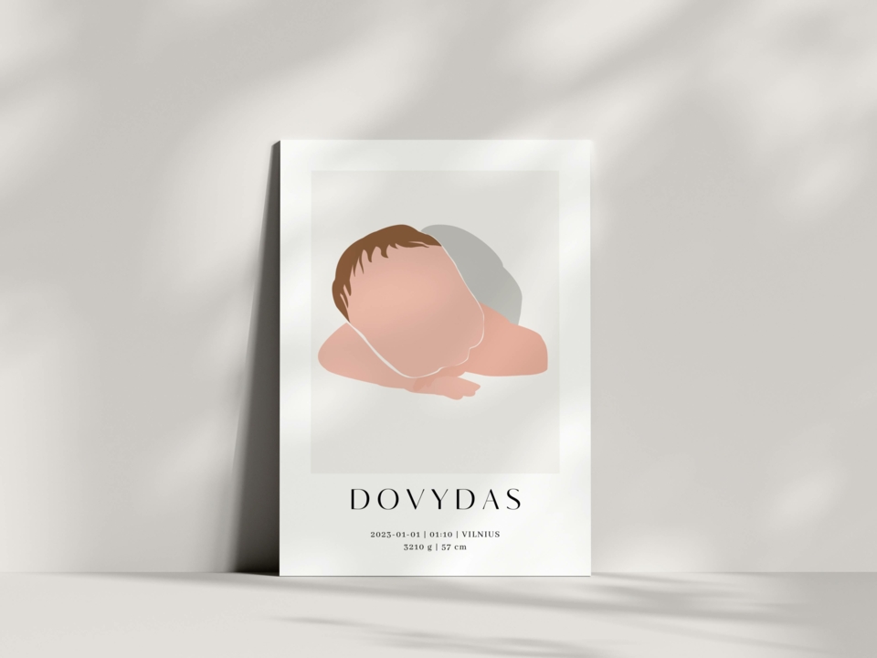 Plakatas MINIMALISTINIAI GIMIMO METRIKAI #5