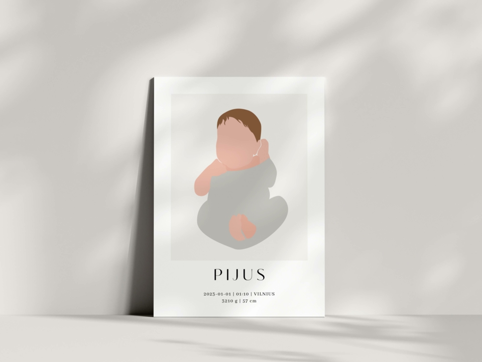 Plakatas MINIMALISTINIAI GIMIMO METRIKAI #2