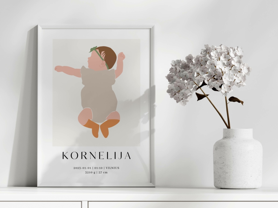 Plakatas MINIMALISTINIAI GIMIMO METRIKAI #1