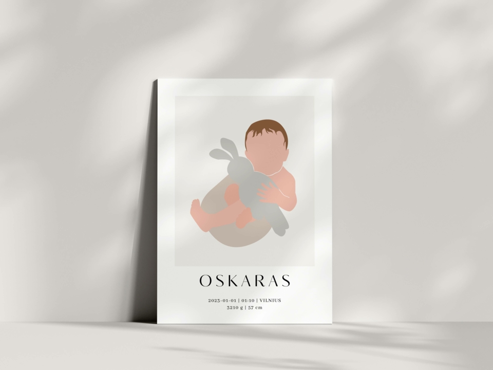 Plakatas MINIMALISTINIAI GIMIMO METRIKAI #3