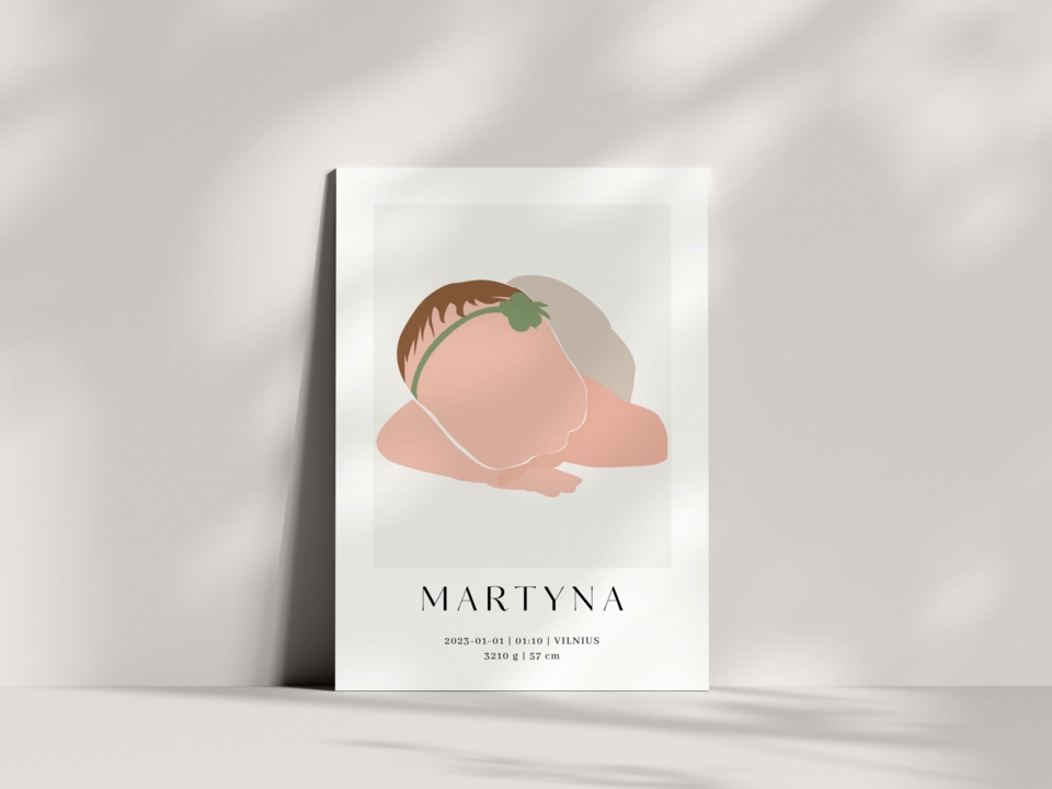 Plakatas MINIMALISTINIAI GIMIMO METRIKAI #4