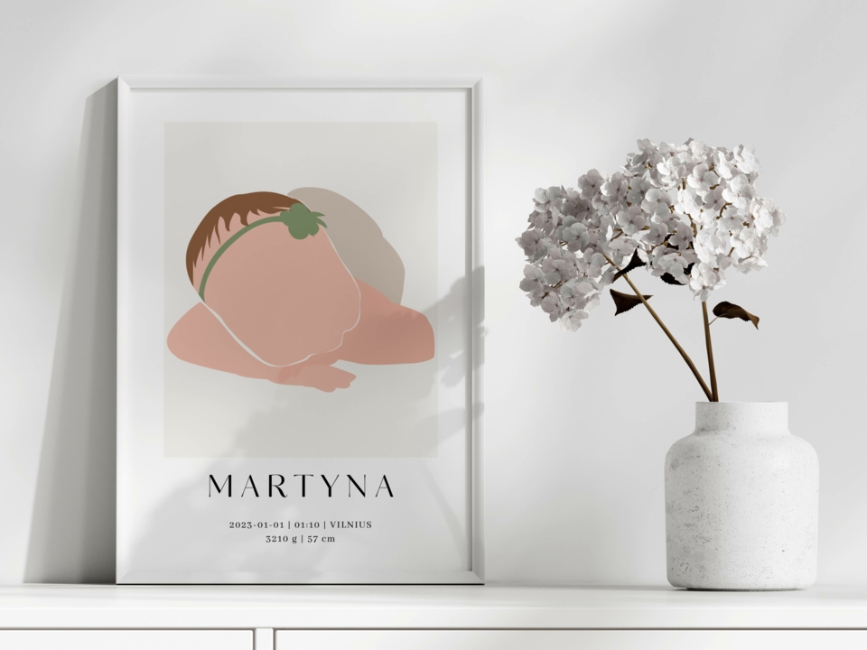 Plakatas MINIMALISTINIAI GIMIMO METRIKAI #4